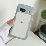 Google Pixel 7A ケース ウェーブ 波型デザイン おしゃれ 可愛い 透明 耐衝撃 人気 カバー ワイヤレス充電対応 ストラップホール付き Pixel 7 A ケース (ライトブルー)
