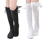 [インソミラ] InSomila 女の子 靴下 ハイソックス 2足セット のびのびソックス 子供 キッズ ガールズ 黒白