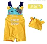 ルル屋大人気 可愛い 赤ちゃん 服 子供 服 水着 帽子付き 2点セット 水着 男の子 ベビー キッズ 水着 キッズ (3T：適用身長：80-90cm, 黄色い)