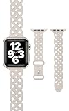 [AriRi] アップルウォッチ バンド レース柄 ラバー シリコン ベルト 38mm 40mm 41mm 42mm/10のみアップルウォッチ 10 9 se 8 7 5 4 (マッシュルーム, 38mm/40mm/41mm)