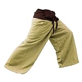 2 Tone Thai Fisherman Pants Yoga Trousers Free Size Cotton