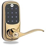 Yale Real Living Keyless Touchscreen Lever Lock with Z-Wave in Polished Brass (YRL220-ZW-605) [並行輸入品