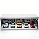 NUEIOVRW 1/64 1/43 1/18 ジオラマ ガレージ 3色調光LED照明付きミニカー展示ケース 適用トミカ・ホットウィールズ 駐車場 トミカ ディスプレイ用 ガレージ (B, 1:43)