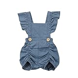 Sylvamorning 　デニム　飛び袖　ベビー　カバーオール　女の子　ロンパース　バックレス　赤ちゃんロンパース半袖　　新生児　カバーオール　夏　70　80　90　100 (80)