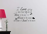 I love you more than there are stars in the sky waves in ocean STARS cute beach sticker nursery viny