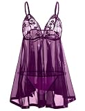 [Lvoydor] ベビードール セクシー 大きいサイズ スリップ[S～7XL] セクシー シースルー 丈調節可能 キャミソール ｔバック付き かわいいランジェリー