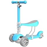 ZDDAB多目的幼児用スクーター、子供用3灯フラッシュキックペダルカー、1歳から8歳の子供に適したベビースクーターに乗ることができます (色 : Blue, サイズ さいず : Three in on