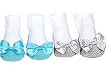 Mary Jane Socks with a bling 。Sparkle幼児ソックス2ペア(シルバー&アクア) 0 – 12ヶ月