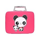 ［ドリーマー］　コスメボックス　化粧ボックス　メイクボックス　化粧道具入れ　大容量　ブラシ入れ付き　ミラー付き　可愛い　オシャレ　女子力UP　取っ手付　携帯性　機能的　トラベル　ファスナー　プレゼント　パンダ柄　バラ色