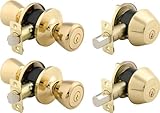 Brinks 2105-105 Tulip Style Keyed Alike Door Knob and Deadbolt Set, Polished Brass, 2-Pack by BRINKS