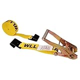 2 " x 18 'ラチェットストラップイエローW /ブラックフラットフック