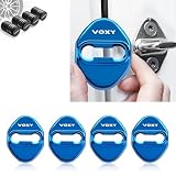 For ヴォクシー アクセサリー ドアストライカーカバー VOXY 車 専用設計 ヴォクシー 90系 80系 70系 カスタム 内装パーツ, ドアロックカバー 高級鏡面ステンレス製 改良式 4個セット（贈り物: ヴォクシー タイヤ バルブキャップ ） (ブルー)
