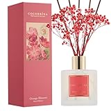 COCORRíNA リードディフューザー - オレンジブロッサム 6.76液量オンス リードディフューザーセット プリザーブドフラワー付き ディフューザー バスルームの棚の装飾用 8本のスティック付き