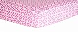 Trend lab 100704 Lily Lattice Print Crib Sheet - White With Pink La
