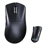 ATTACK SHARK V8 ゲーミングマウス、Nordic54L15チップ、有線と無線8Kポーリングレート、PAW3950MAX 42000DPI、軽量化59g、0.168ms低遅延、8Kレシーバー付、有線/2.4GHz/Bluetooth、クラウドドライバーをサポート カスタム可能、非スリップコーティング、ゲーム/オフィス対応、RGBライト、滑り止めシール付き（ブラック）