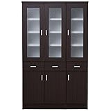 大川家具 アビライト 日本製 シンプルキッチン 幅90 カップボード ブラウン EN-0081