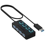 Sabrentの4ポートUSB 3.0ハブ [ブルーLED、個別パワースイッチ付き](HB-UM43)