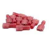 uxcell 絶縁圧着端子　ナイロン製　レッド　22-16AMGワイヤ　 10個入り