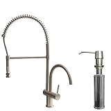 VIGO Dresden Pull-Down Spray Kitchen Faucet with Soap Dispenser, Stainless Steel [並行輸入品]