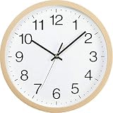 アイリスプラザ 掛け時計 壁掛け 静音 ナチュラル 直径30cm/非電波 文字盤あり チクタク音がしないスイートムーブメント 滑らかに秒針が動く 軽量680g 薄型厚み4.5cm アナログ 単三電池1本で動く ナチュラルな質感 一人暮らし シンプルデザイン メーカー保証1年付き PWCR-30-M