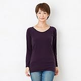 ミルフェルム 高機能糸トップサーモ使用 授乳服 マタニティ 丸首長袖Tシャツ 授乳インナー LL パープル(58)