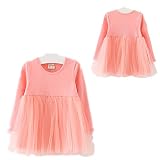 Vmasterstroke ベビー服 女の子ドレス フォーマル ワンピース 裏起毛 長袖 ふわふわ チュール切り替え 幼児 七五三 出産祝い 結婚式 お宮参り 記念日 4色 (ピンク, 80サイズ)