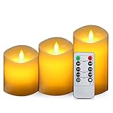 Vokul　ledキャンドルライト　ろうそく型　自動点灯　3個セット　タイマー　電池式　リモコン付き　室内電飾　クリスマス　パーディー　結婚式