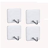eforlike 4個ステンレススチールフック強力ビスコースWall Hanging荷重を受ける壁StickyフックドアキッチンデイオフSucker Free穴ネイルフリーフック