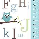 PersonalizedキャンバスブルーABC Growth Chart Owl on tree