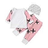 杜屋トヤ　新生児服　上下セット　長袖Ｔシャツ　トップス＋パンツ＋ハット　三点セット　ルームウェア　水玉　無地　ナチュラル　かわいい　女の子/ガールズ/赤ちゃん/ベビー　秋　冬　カジュアル　お出かけ　プ