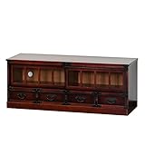 クロシオ 民芸調 ローボード 幅100cm 完成品 和箪笥 ブラウン タンス 木製