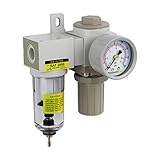 PneumaticPlus SAU2020M-N02G Mini Compressed Air Filter Regulator Combo 1/4 NPT - Poly Bowl, Manual D