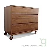 LI 幅80cm 3段 チェスト タンス たんす 電話台 ファックス台 北欧 TEL台 FAX台 国産 日本製 木製 リビングボード キャスター ウォールナット ダークブラウン grove