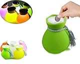 Glovion 2 in1クリエイティブソフトシリコンお金コインボックスPiggyバンクwith Lovely装飾夜ランプfor Kidsギフト( withブルーギフトバッグ) グリーン