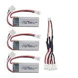 3PCS 7.4V 300mah リチウム電池 + 3 in 1充電変換ライン WLToys F959 XK DHC-2 A600 A700 A800 A430 に適応 リモコンヘリコプターバックアップバッテリー