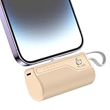 モバイルバッテリー 軽量 超小型 コンパクト 5000mAh iPhone コネクター内蔵 プラグ＆プレイ コードレス 直接充電 ミニ充電器 携帯充電器 スマホ充電器 iPhone 14/13/13ProMax/13Mini/12/12Mini/12Pro Max/11 Pro/XS Max/XR/X/8/7/6/Plus Airpods充電対応【PSE認証済】iPhone用(カーキ)