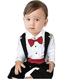 [笑顔一番] ベビーフォーマル セレモニーロンパース 結婚式 服 男の子 [A306-04] (31) 赤色 80cm)