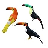 Lovoski 鳥の装飾　小さい　人工フェザー　3個　生き生き　庭の飾り　小道具　インテリア　
