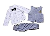 キッズ・ベビー服　男の子　フォーマル シャツ　ベスト　ズボン　蝶ネクタイ タキシード風　結婚式　祝い　念撮影 入園式用80/90/100/110