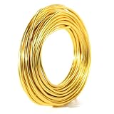 Pstyle. 針金 アルミワイヤー クラフト 手芸 太さ3mm 全長10m PST-047 (ゴールド)