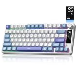 Womier DK75キーボード 75% ワイヤレスゲーミングキーボード、メディアノブ付き、RGBバックライト、OLEDスクリーン、トライモード 2.4GHz/USB-C/BT5.0、MAC・Windows対応