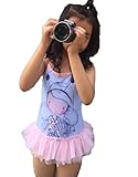 (チェリーレッド) CherryRed ガールズ ベビー 女の子 水着 ビキニ 子供用 ビキニ水着 可愛い ロンパース 三点セット 110 ブルー
