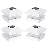 Solar Outdoor Fence Post Cap LED Light for 5"x5" Posts, White, 4 Pack [並行輸入品]