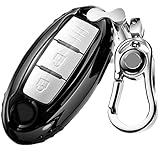 [AMACHER] NISSAN 日産 デイズ セレナ エクストレイル エルグランド スカイライン ノート キューブ ジューク デュアリス フーガ マーチ リーフ ムラーノ ラディオ シルフィ ティーダ など 専用 スマート キーケース (ブラック-1)