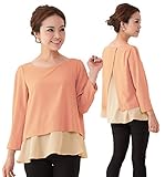 Sweet Mommy マタニティトップス 授乳服 授乳口付き 授乳ケープ 重ね着風 ジョーゼット×シフォン バックスリット Tシャツ 大きいサイズ オフィス フォーマル 春 夏 秋 長袖 産前産後 