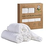 Soft Cuddle 100% Bamboo Muslin Swaddle Blankets | Burp Cloth | Nursing Cover | Changing Pad | Extra 