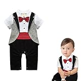 Cuteshower 男の子 フォーマル ベビー服 ロンパース 結婚式 誕生日 お食い初め (90サイズ （9-12ヶ月）, ブラック)