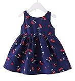 YY-Natuhi ベビー服 子供服 女の子 ワンピース チェリー柄 ドレス キッズ 女児 かわいい ふわふわ スカート 入園式 卒園式 赤ちゃん 七五三 発表会 ベビースーツ 春夏 ノースリーブ リ