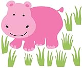 Baby Nursery /子供部屋壁デカールツリー、ライオン、モンキーズ、象、Hippoと成長チャート) Accessory ベージュ HippoPink_c47
