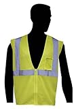 Liberty HiVizGard Polyester All Mesh Class 2 Vest with 2 Wide Silver Reflective Stripes, Medium, Flu